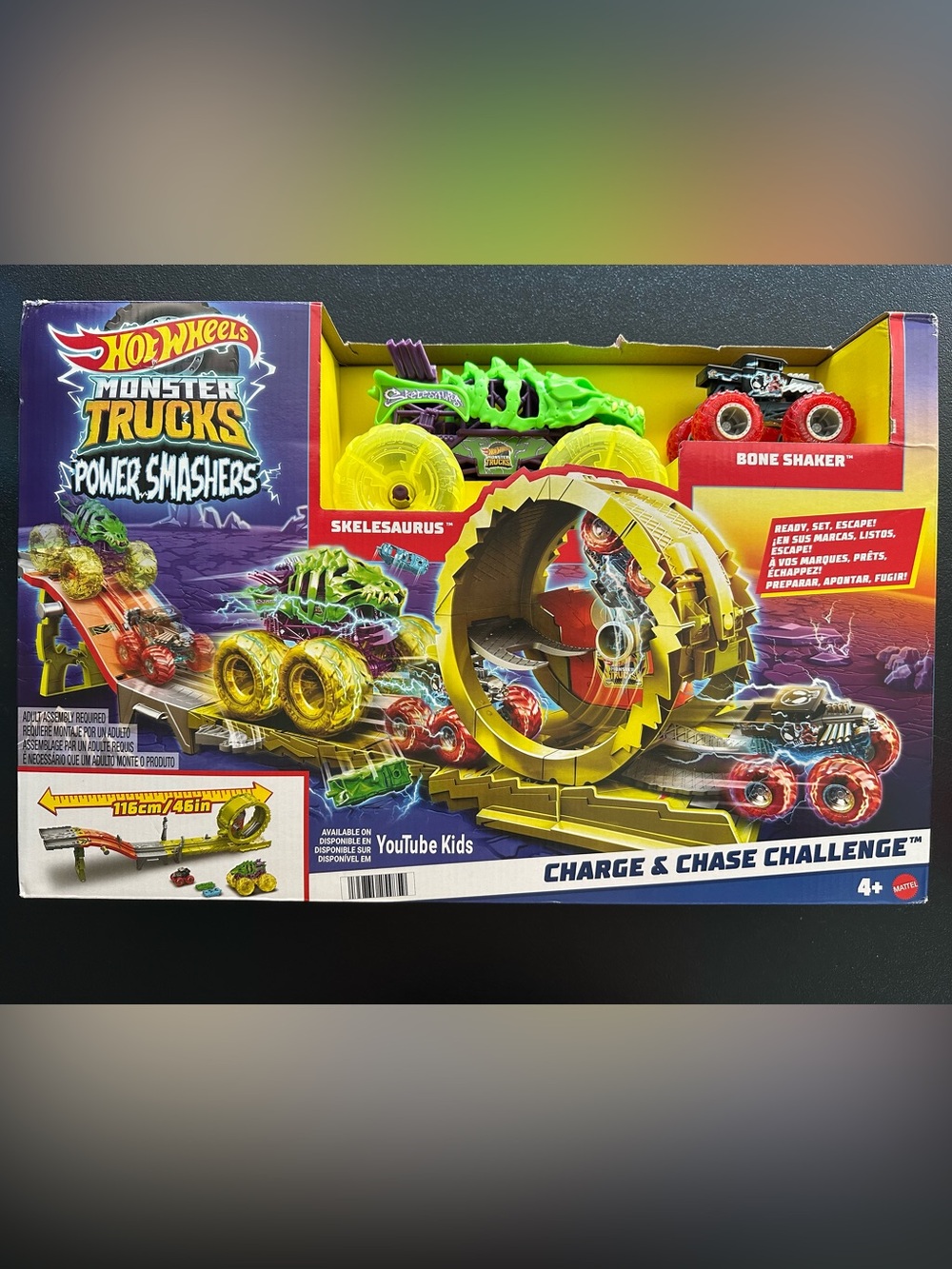 Hot Wheels Monster Truck Power Smashers Skelesaurus & Bone Shaker Playset